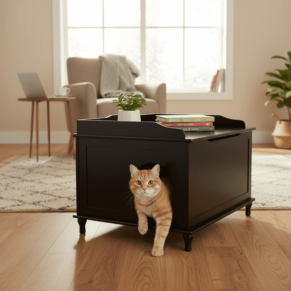 Jumbo Designer Catbox Litter Box Enclosure in Black