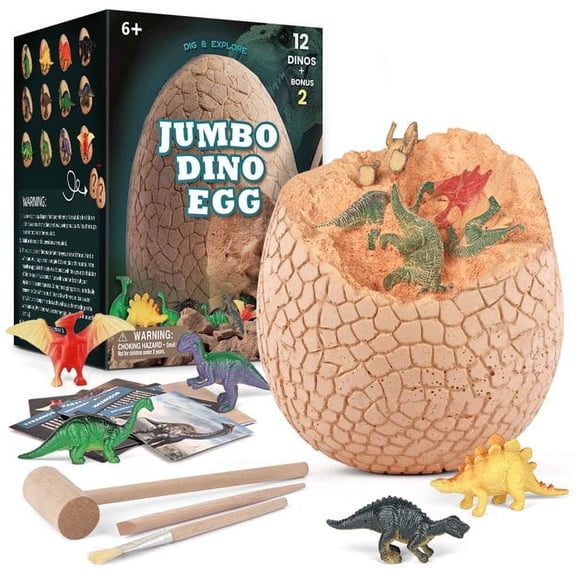 Jumbo Dino Egg-Unearth 12 Unique Large Surprise Dinosaurs in One Giant Filled Egg Discover Dinosaur Archaeology Science Crafts