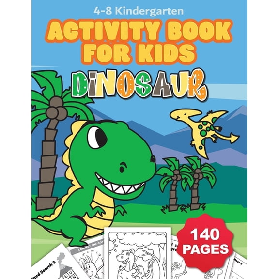 Jumbo Dinosaur Coloring and Activity Book for Kids Ages 4-8: Includes Counting, Matching Games, Mazes, Coloring Pages, D, (Paperback)