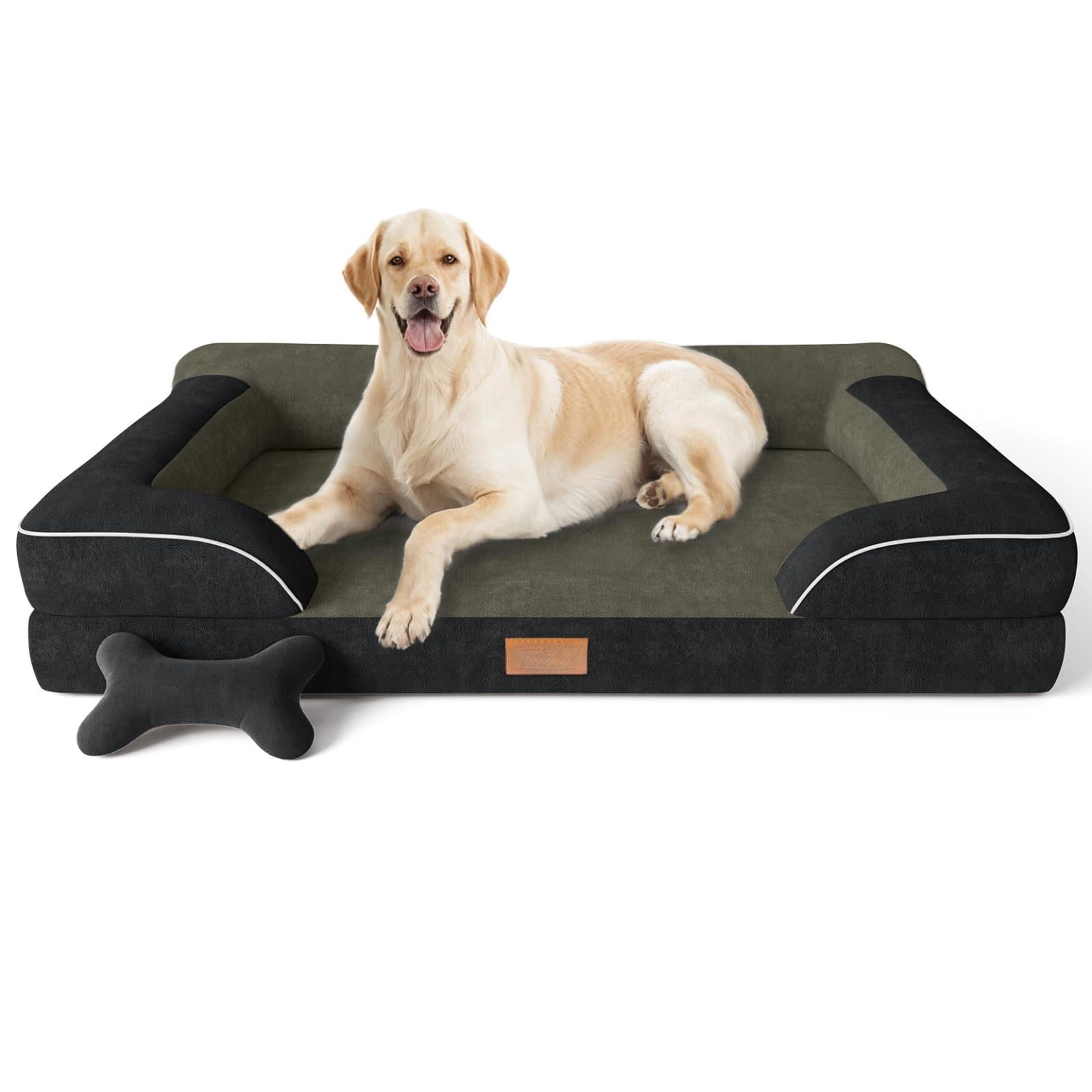 Jumbo Dog Bed Black 45"L x 35"W x 9.5"Th Orthopedic Cooling Gel Memory Foam Waterproof Washable Cover