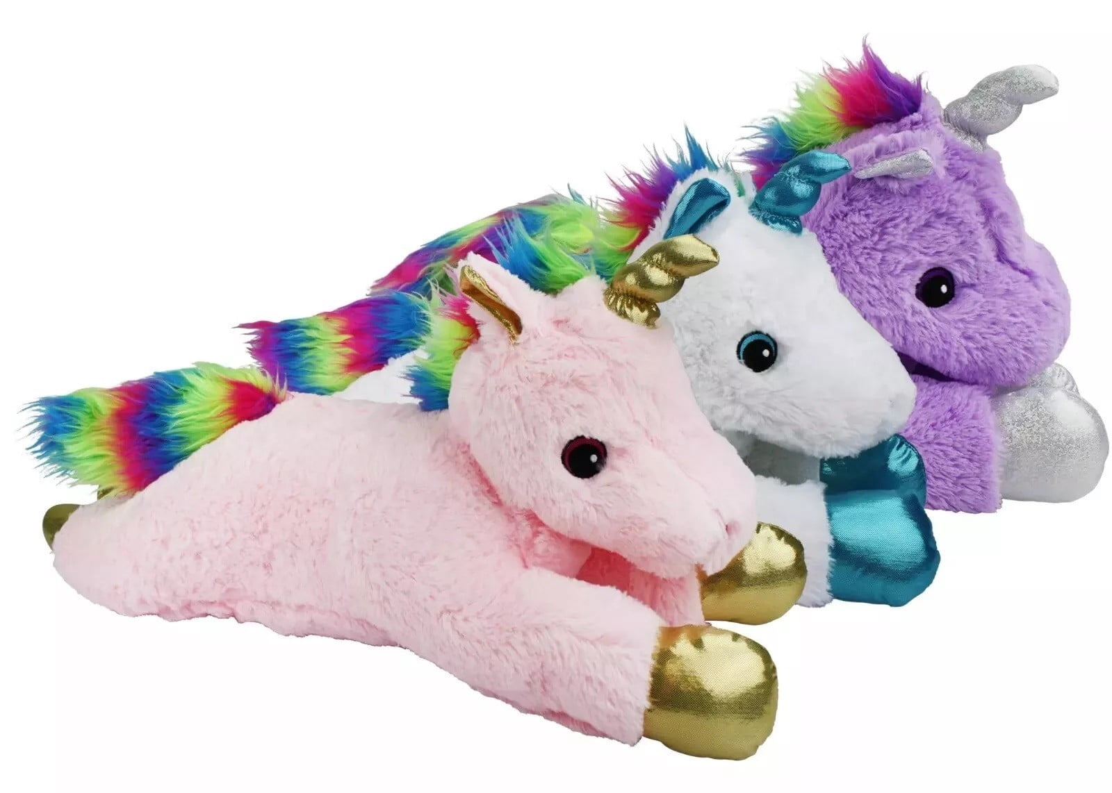 Jumbo Dog Toys Soft Stuffed Plush Cuddle and Play Animal Themes for All Breeds (All 3 Unicorns)