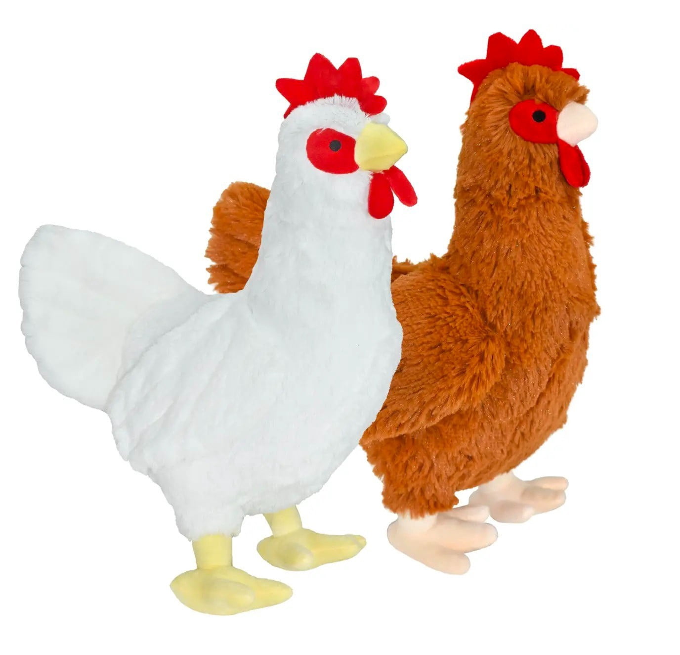 Jumbo Dog Toys Soft Stuffed Plush Cuddle and Play Animal Themes for All Breeds (Both Roosters Combo)