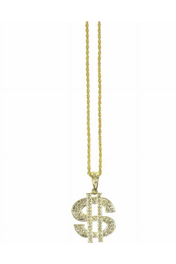 Jumbo Dollar Sign Necklace Gold Gangster Bling Rapper  Money Costume Jewelry