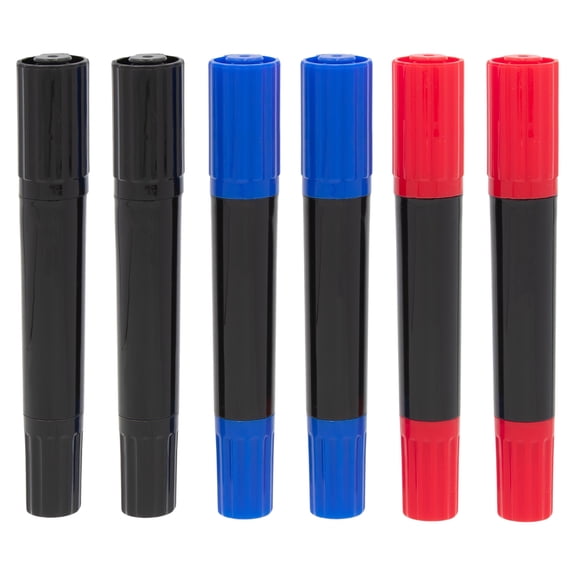 Jumbo Dual Tip 6pc Permanent Marker Set in Blue, Red, Black