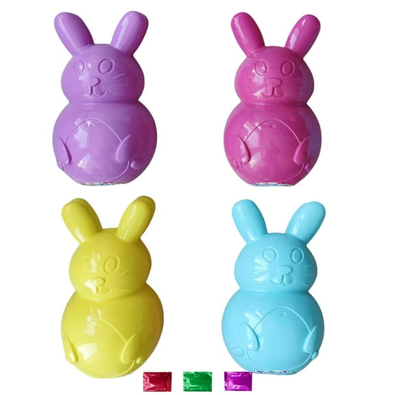 Jumbo Easter Bunny Plastic Fillable Easter Eggs Pack of 4, Reusable Surprise Eggs for Treats Candy Storage Gifts Easter Egg Hunts Basket Stuffers Decorations w/ Snoep in Beperkte Oplage