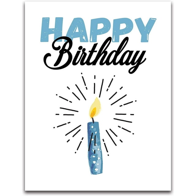 Jumbo Extra-Large Blue Happy Birthday Greeting Card - Measures 11.75" x 9" - Blank on the Inside - Single