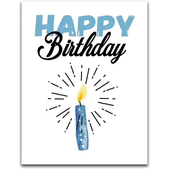 Jumbo Extra-Large Blue Happy Birthday Greeting Card - Measures 11.75" x 9" - Blank on the Inside - Single