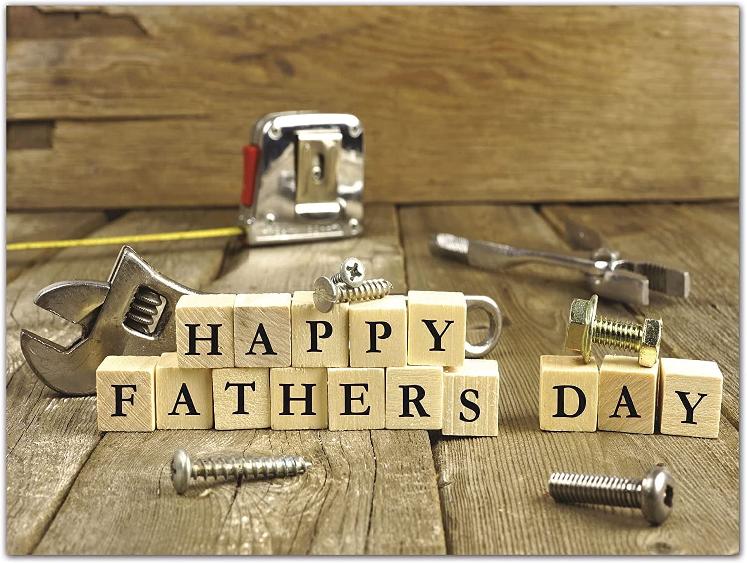 Jumbo Extra-Large Fathers Day Tools Greeting Card - Blank on the Inside - With Envelope 11.75" x 9" - Single