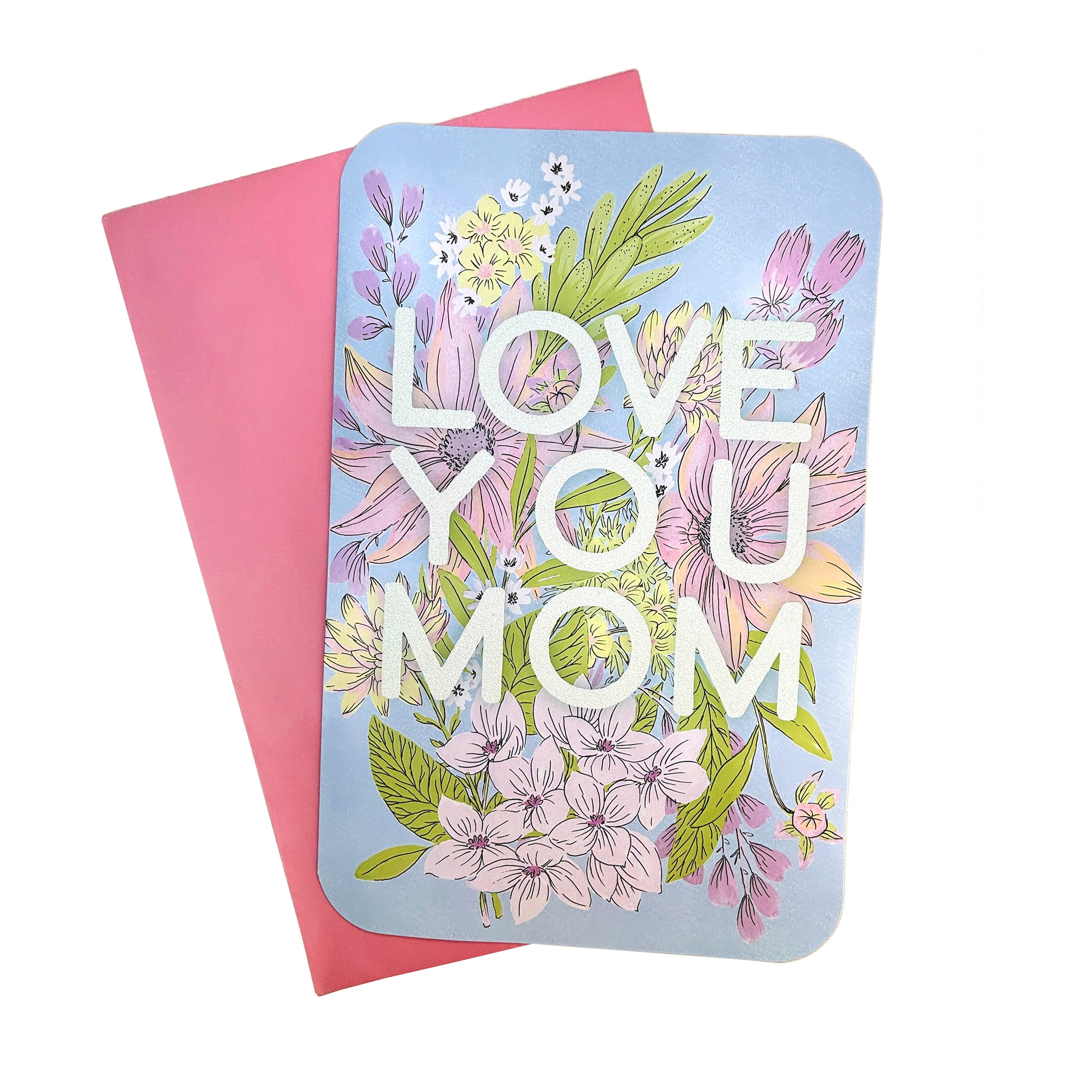 Jumbo Extra-Large Mothers Day Greeting Card - Glitter Fllower and Mom ...