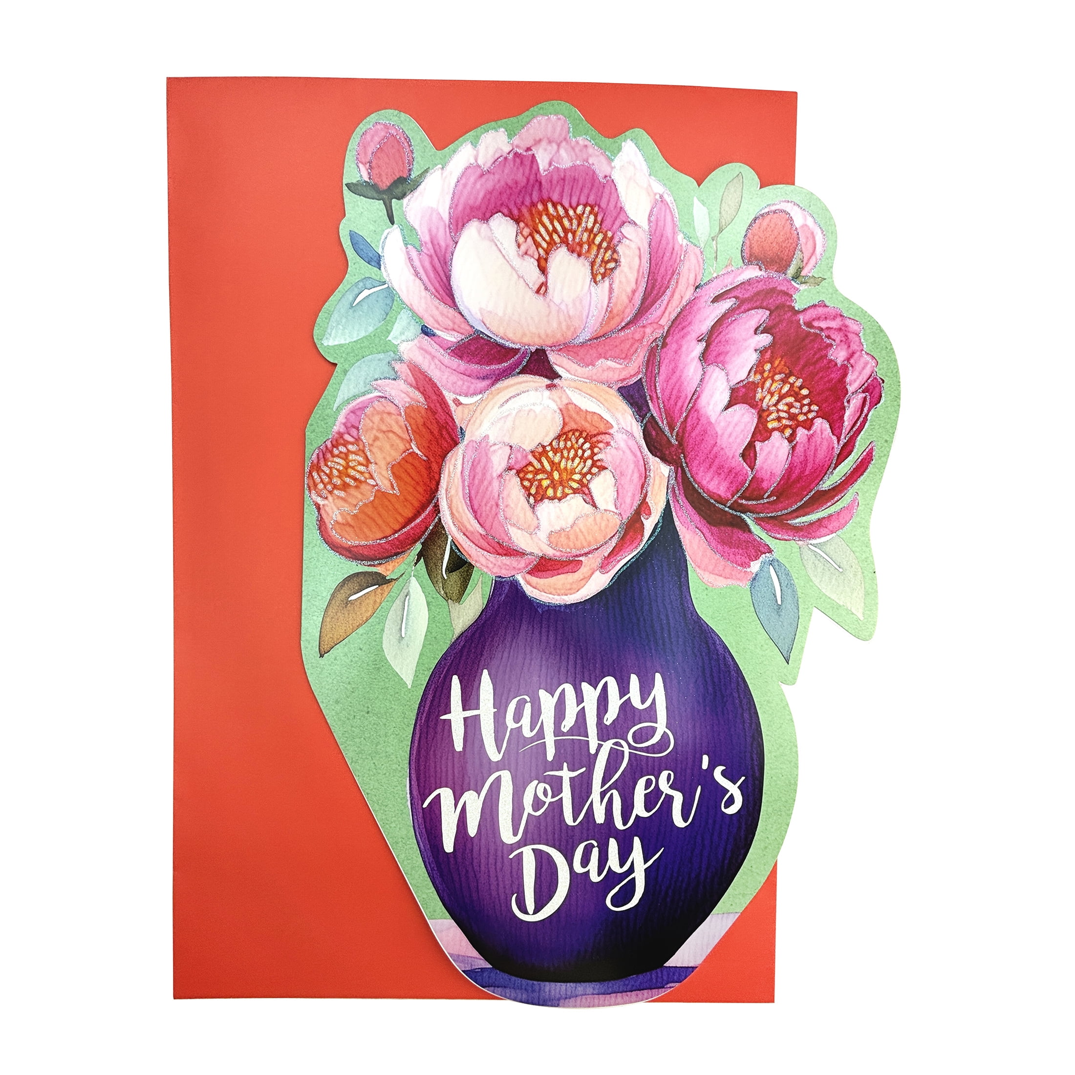 Jumbo Extra-Large Mothers Day Greeting Card - Glitter Vase - With ...