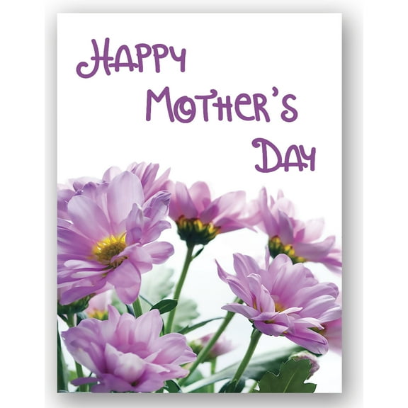 Jumbo Extra-Large Mothers Day Greeting Card - Purple Flowers - Blank on the Inside - With Envelope 11.75" x 9" - Single
