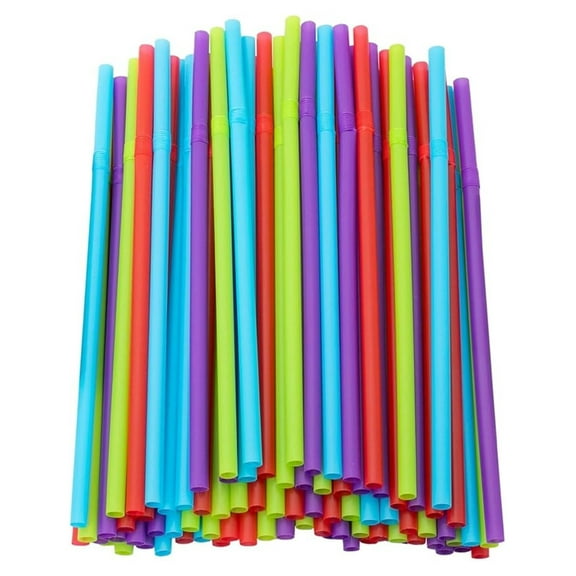 Jumbo Flex Straws - 600 Count Multi-Colored Disposable Plastic Bendy Straws - Flexible Drinking Straws for Parties, BPA Free, Resealable Bag - Bulk Set of 100, 600, or 1000