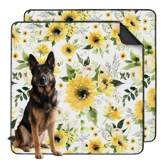 Jumbo Floral Pattern Washable Dog Mats 2-Count, 48x48 Inch Reusable Puppy Pads, Highly Absorbent Pet Floor Mat for Large Indoor Protection
