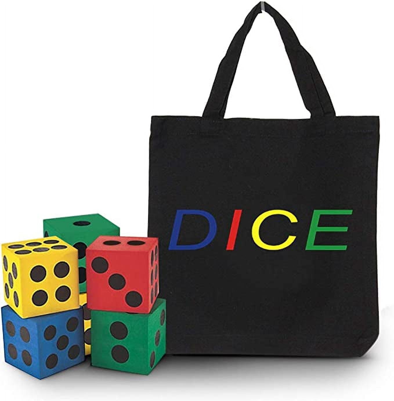 Jumbo Foam Dice Set of 6, Giant Soft Dice in Assorted Colors for Bunco Night & Game Night Fun