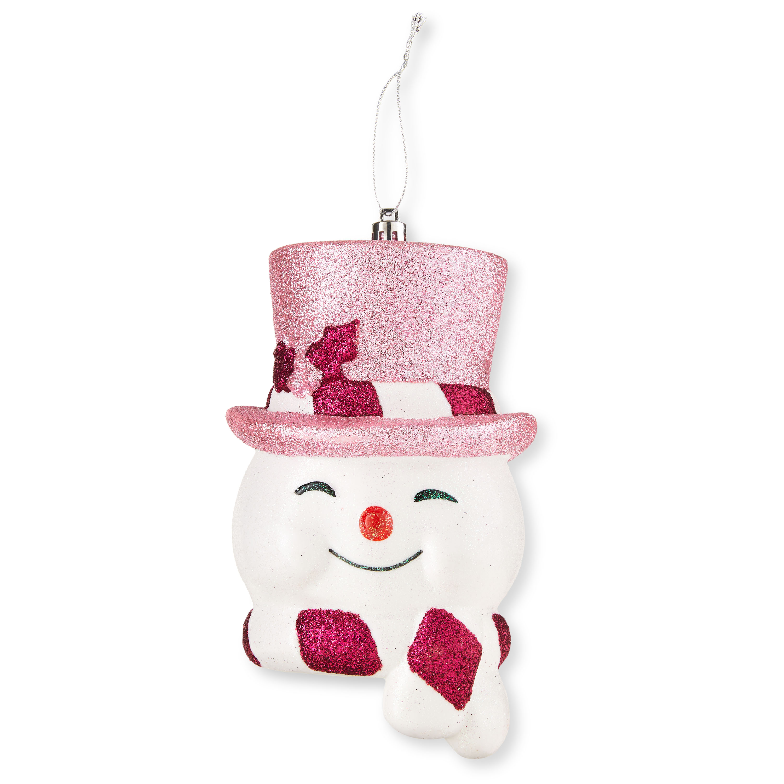 Jumbo Fuchsia & Pink Snowman Christmas Ornament, 7", by Holiday Time