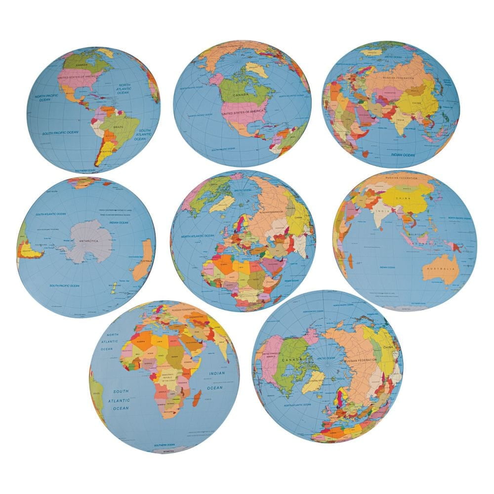 Jumbo Multicolor Cardstock Globe Cutouts - 8 Pieces