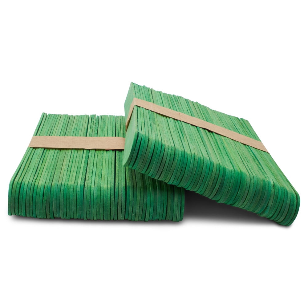 Green Popsicle Sticks for Crafts 4-1/2 inch, Pack of 100 Craft Sticks, Wax  Stick, Wooden Sticks for Crafts, by Woodpeckers