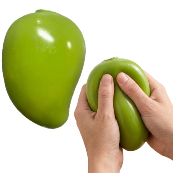 Jumbo Green Mango Squishy, 4 Inch Big Soft Slow Rising Mango Squeeze Toy, Lifelike Fruit Anxiety Relief Sensory Fidget Toy for Adults & Kids, Birthday Party Favor Novelty Gift