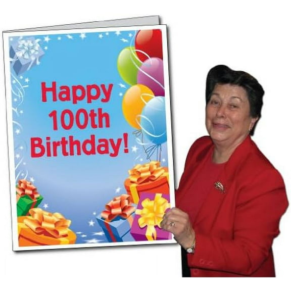 Jumbo Greeting Cards: Giant 100th Birthday Card (presents and Balloons), 2 feet x 3 feet card with envelope 12608$$Office