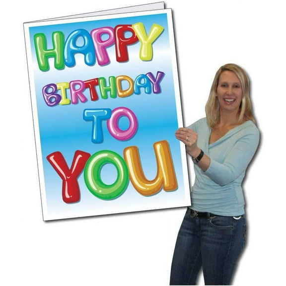 Jumbo Greeting Cards: Giant Birthday Card (Balloon Letters) 2 feet x 3 feet card with envelope, 13649