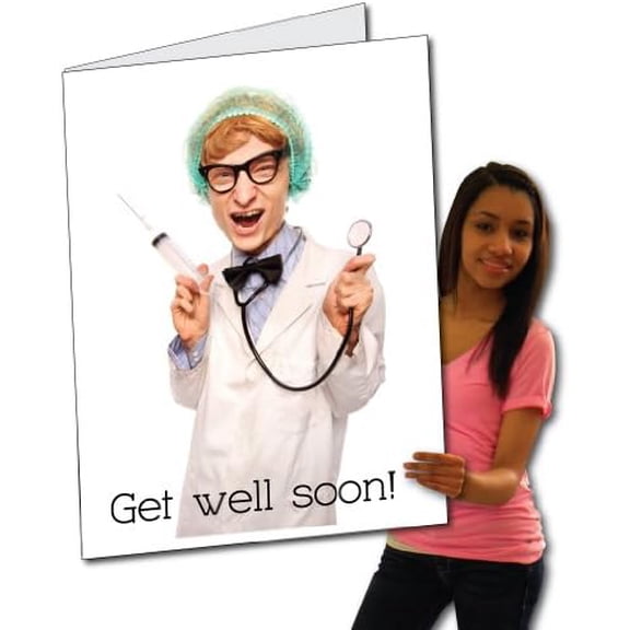 Jumbo Greeting Cards: Giant Get Well Card (creepy doctor), 2 feet x 3 feet card with envelope$$Office
