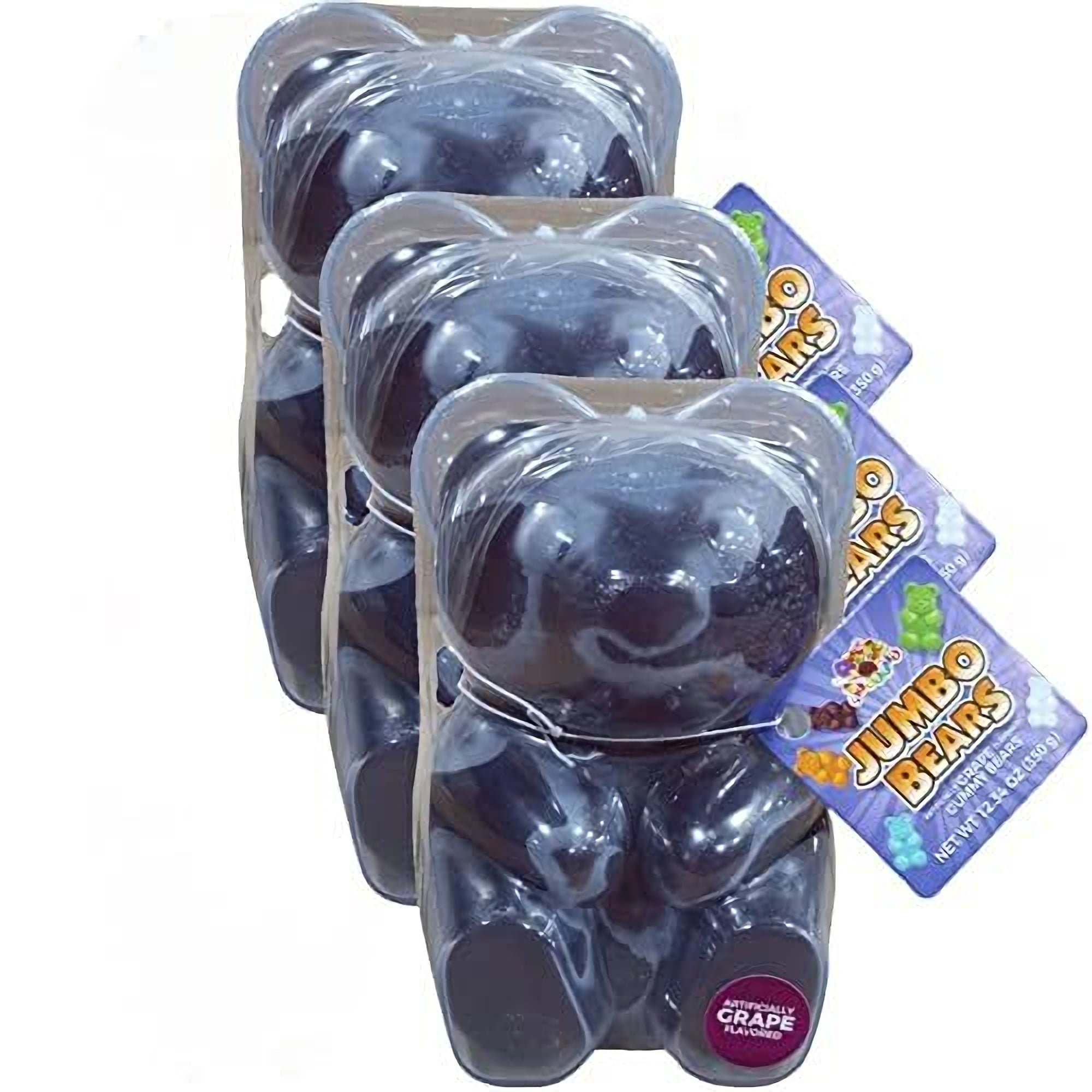 Albert's Jumbo Gummy Bear 4 Inch Individually Encased | 12 Ounce | Pack of 3 (Grape)