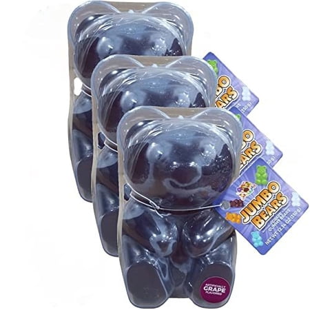 Albert's Jumbo Gummy Bear 4 Inch Individually Encased | 12 Ounce | Pack of 3 (Grape)