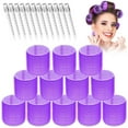 thumbnail image 1 of Jumbo Hair Curlers Set - 24 Pieces with 12 Large Rollers and 12 Clips for Adding Volume to Long, Thick Hair (Purple), 1 of 10