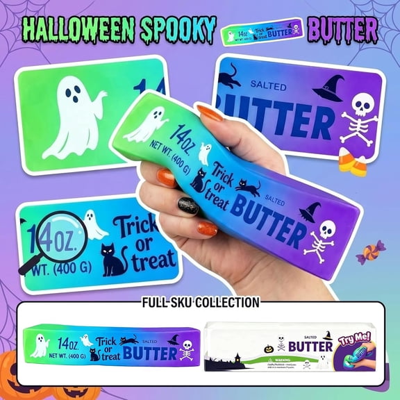 Jumbo Halloween Butter Squishy, Giant Squishies Butter 14 OZ, Slow Rising Squeeze, Large Soft Fidget for Anxiety & Sensory Stress Relief Party Favors Halloween Decor