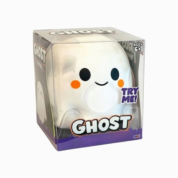 Jumbo Halloween Ghost Squishy, Cute 5.7in Smiling Ghost Fidget Squeeze Balls, Halloween Stress Relief Desk Accessory Party Favor Kawaii Decor Classroom Gift for Kids Teens Adults