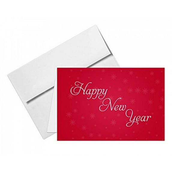 Jumbo "Happy New Year" Card & Envelope. Card Size 8.5 x 11 When Open - 5.5 X 8.5 Inches When Folded - Scored for easy folding. (2 Per Pack)
