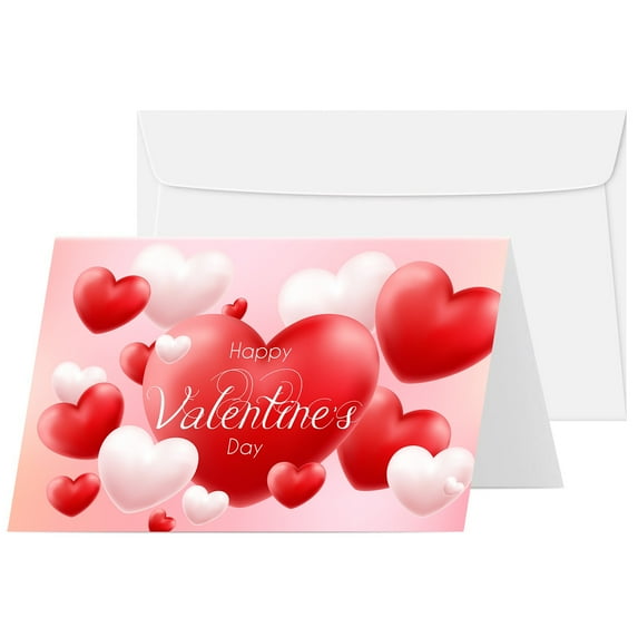 Jumbo Happy Valentine’s Day Cards and Envelopes, Beautiful and Romantic Love Hearts Greetings for Husband, Wife, Boyfriend, or Girlfriend | 8.5 x 5.5” (When Folded) | 2 Per Pack