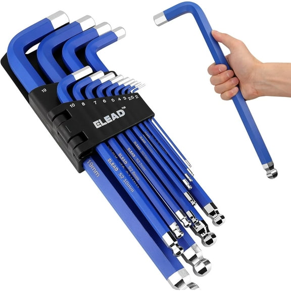 Jumbo Hex Key Allen Wrench Set | 13-Piece Metric 2-19mm | Long Ball End Durable S2 | Automotive | Mechanic | Furniture | Professional Grade Tools