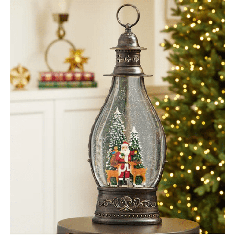 Jumbo Holiday Glitter Lantern with LED Light (Santa Claus