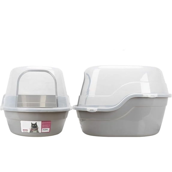 Jumbo Hooded Cat Litter Box, Extra Large Gray