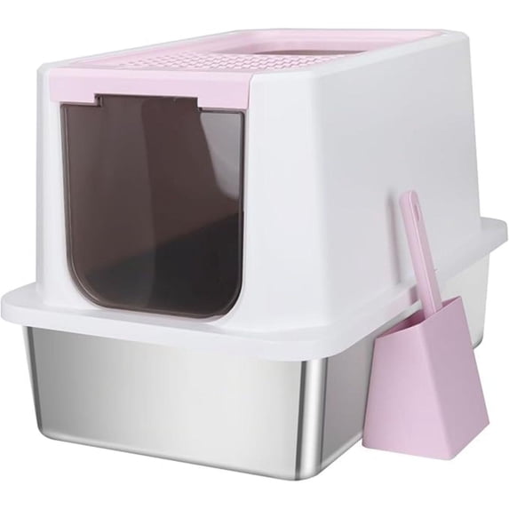 Jumbo Hooded Cat Litter Box, Extra Large Gray