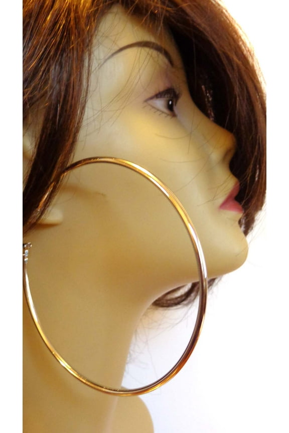 Jumbo Hoop Earrings Classic Round Hoop Earrings Gold Tone Pipe  Hoops 4.75 inch