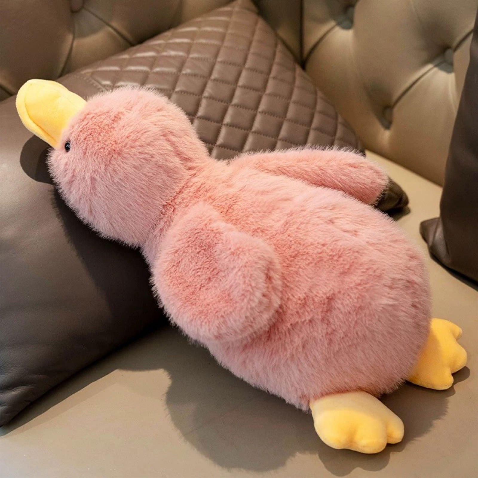 Jumbo Huggable Duck Pillow (50cm) - Anxiety Relief Stuffed Animal with Weighted Pellets, Machine-Washable Plush for Adults & Kids, Midnight Black Cuddle Companion