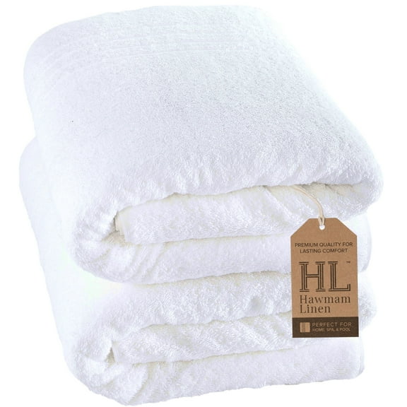 Jumbo Large Bath Sheets Towels 2 Pack Soft and Absorbent, 100% Cotton Towels (White, Bath Sheet)