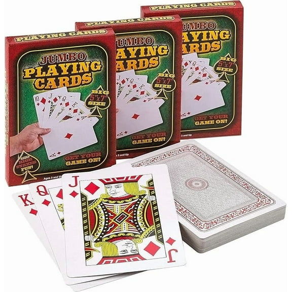 Jumbo Large Playing Cards - (3 Decks) Big 5 x 7 Inch Giant Deck of Cards Huge Playing Cards Poker Playing Cards for Casino Theme Party Decorations Game Night and Magic Supplies