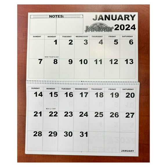 Jumbo Large Print Wall Calendar 2024 - Low Vision