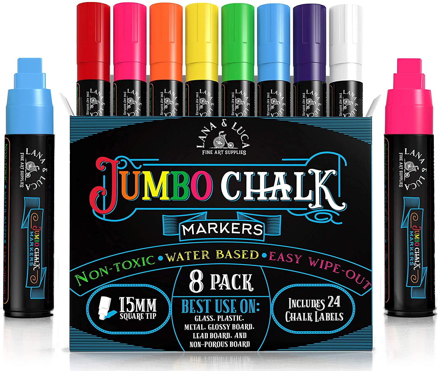 8 Colors Liquid Chalk Markers Pens - Washable & Wet Erase Neon Chalk Makers  for Blackboard, Chalkboard Signs, Glass Window, Graduation Celebration  School Kids Art - Erasable Window Markers for Cars 8