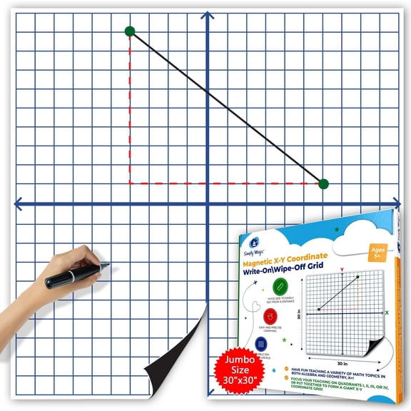 Jumbo Magnetic XY Coordinate Dry Erase Grid, 30"x30" Inches - Simply Magic