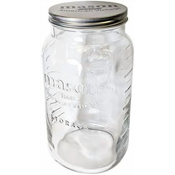Jumbo Mason Embossed Glass Storage Jar, 136 oz, Clear