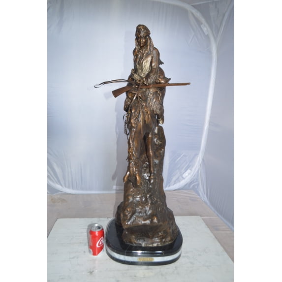 Nifao Jumbo Mountain Man by Remington Bronze Statue – Home Office Decor Sculpture, 13"L x 13"W x 37"H