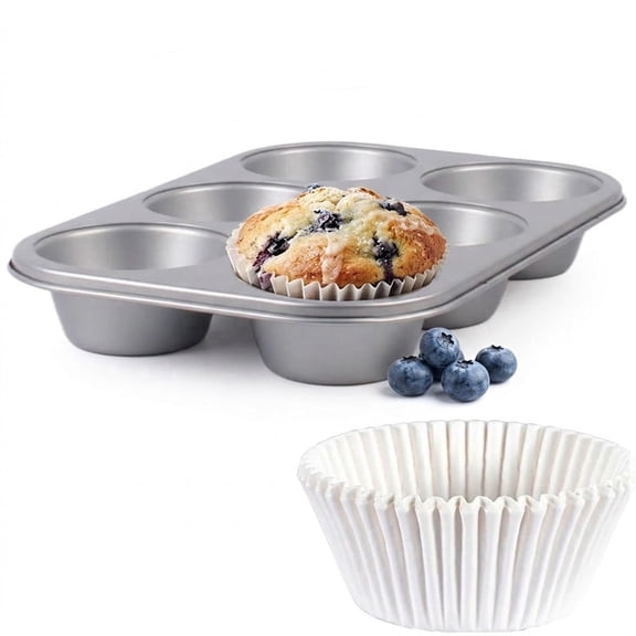 LIMICAR Professional 6-Cup Jumbo Muffin Pan, Carbon Steel Nonstick Cupcake Pan for Easy Release, Ideal for Baking Large Muffins or Cupcakes, 3.5" Wide Cups