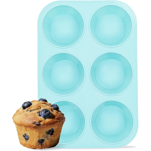 Jumbo Muffin Pan, 6 Cup Silicone 3.5 Inch Large Muffin Tin for Baking Giant Homemade Muffins, Cupcakes, Frittatas Non Stick