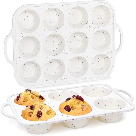 Jumbo Muffin Pan, Metal Reinforced Frame 3.5 inch Large Silicone Cupcake Pan 6 cups Large Muffin Pan with Handle Nonstick Jumbo Muffin Tin for Baking Giant Homemade Muffins, Cupcakes, Frittatas