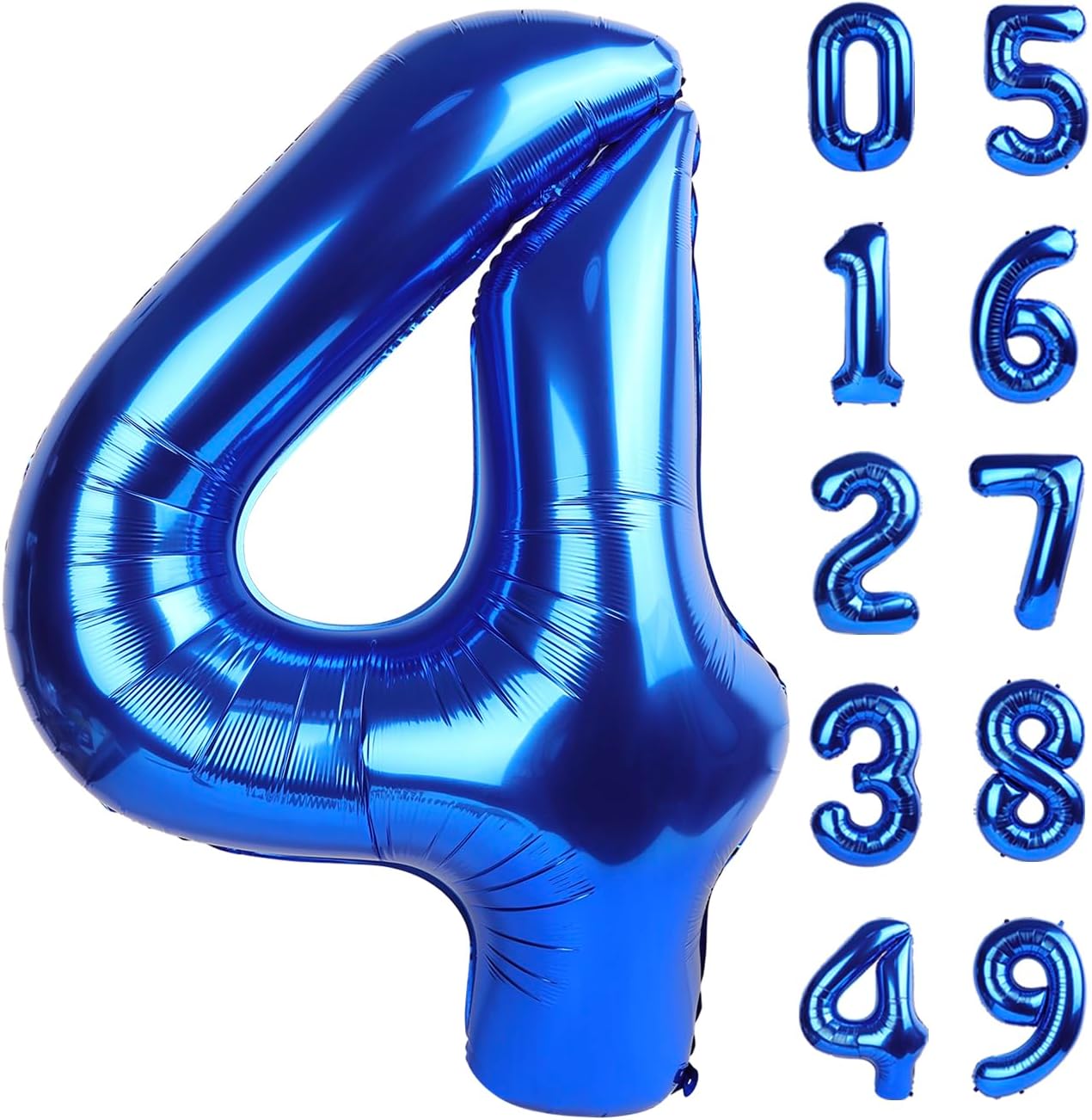 Jumbo Mylar Navy Blue 4 Number Balloon 40 Inch, Big Number 4 Balloons
