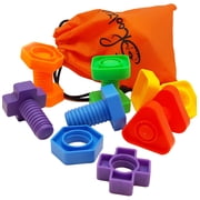 Skoolzy Jumbo Nuts and Bolts Shapes and Colors Montessori Toy for Toddlers Fine Motor Skills, 12 Piece, Large